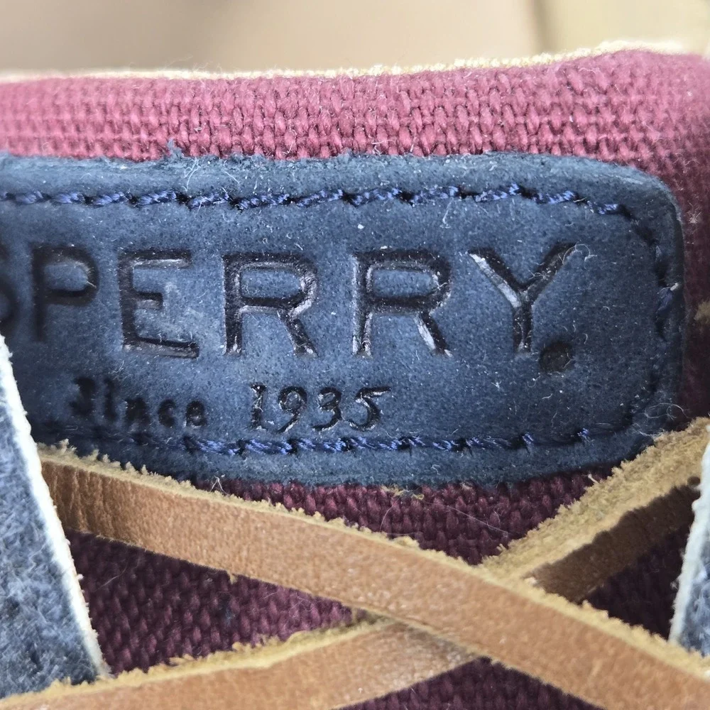 Sperry Songfish Varsity Wool Boat Shoe Women's 10 Maroon Navy 84410 NWOB